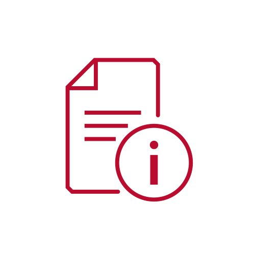 icon of a document with a circular "Information" symbol on it