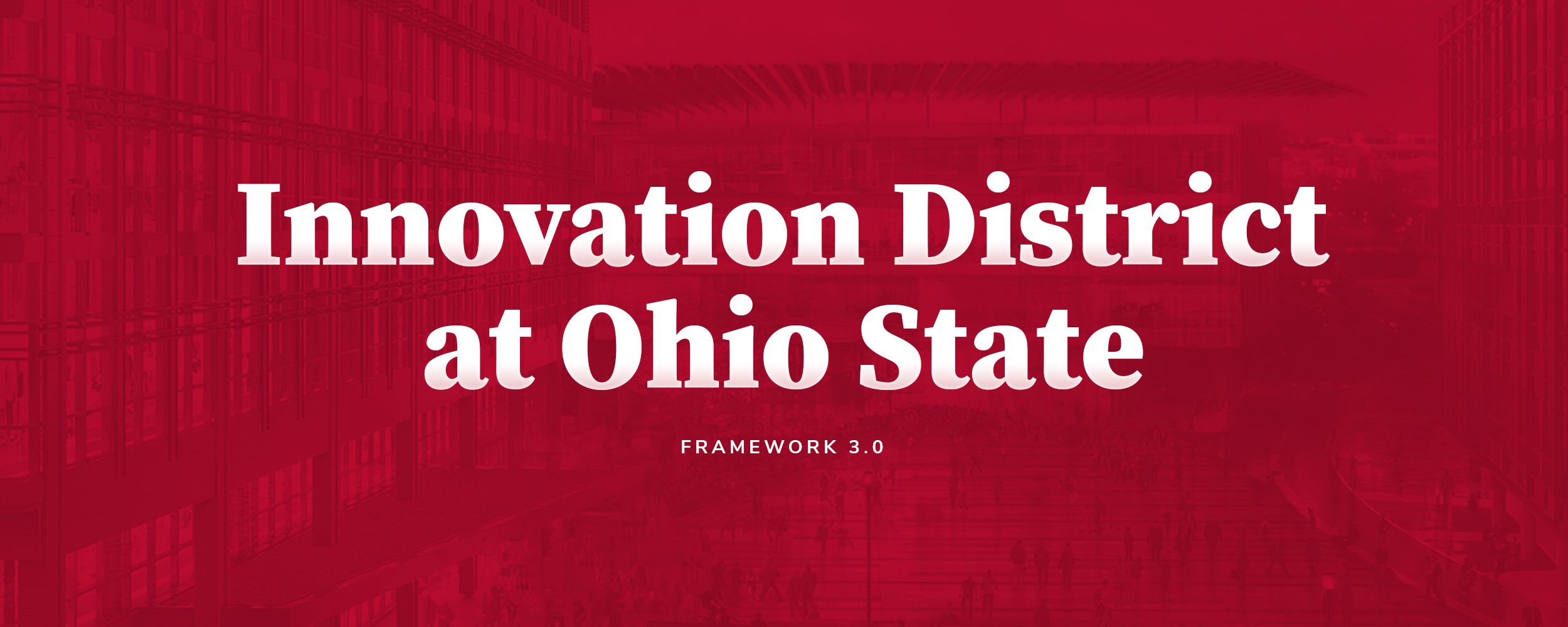 Red banner with white text that states "Innovation District at Ohio State"