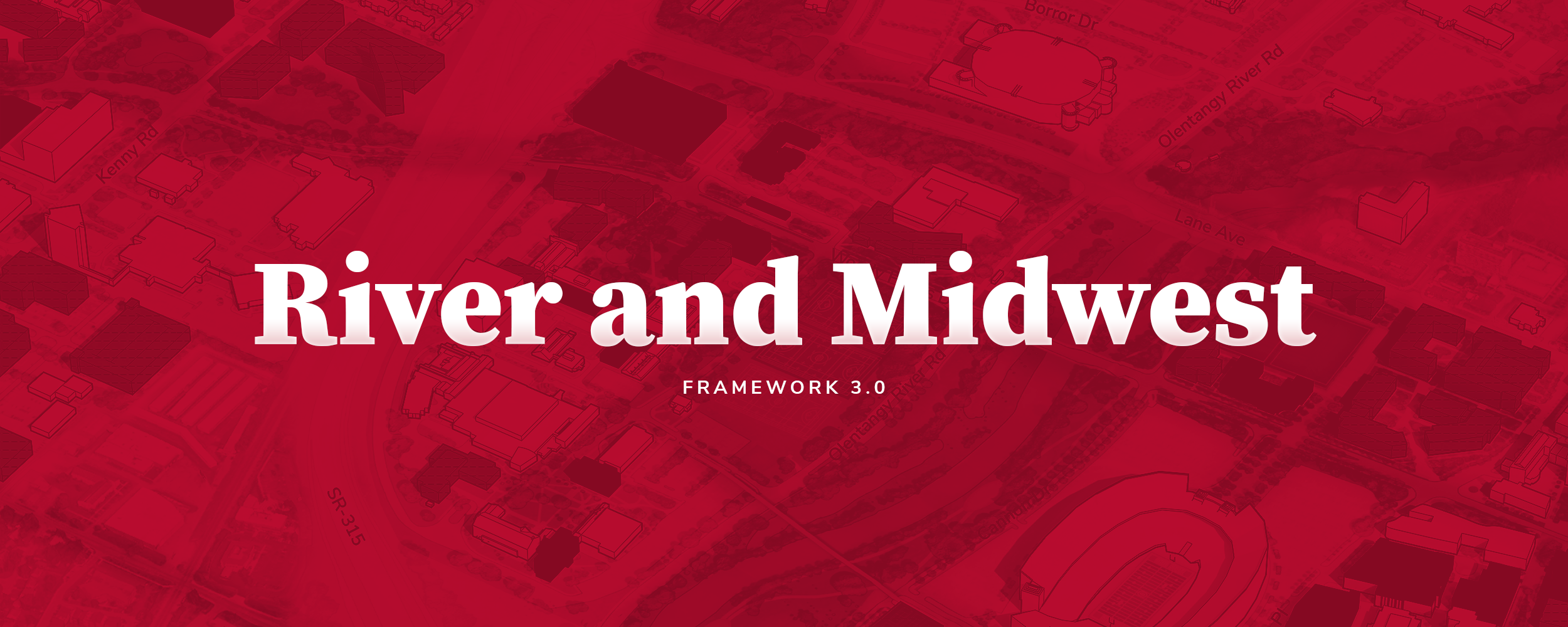 Web banner with text "River and Midwest - Framework 3.0"