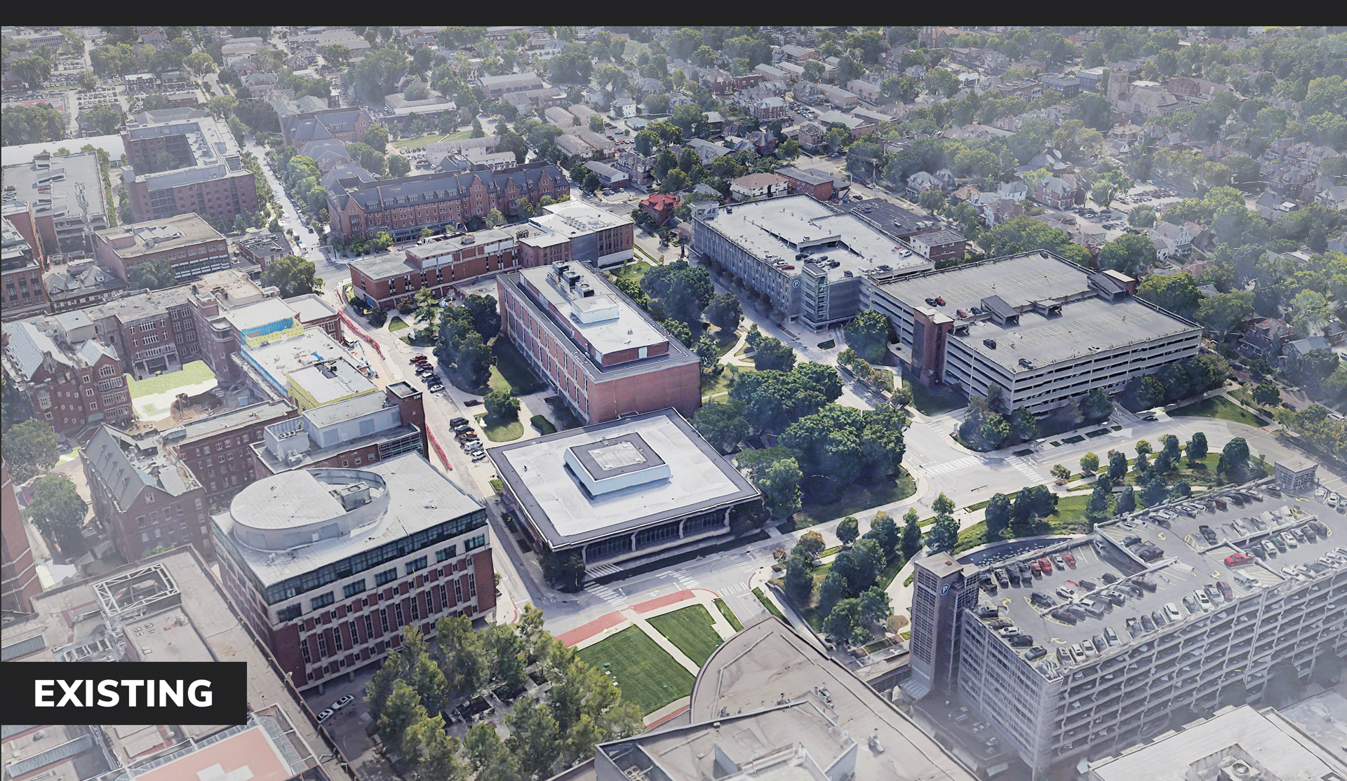 Aerial photo of the existing Meiling Graves on the Ohio State Campus