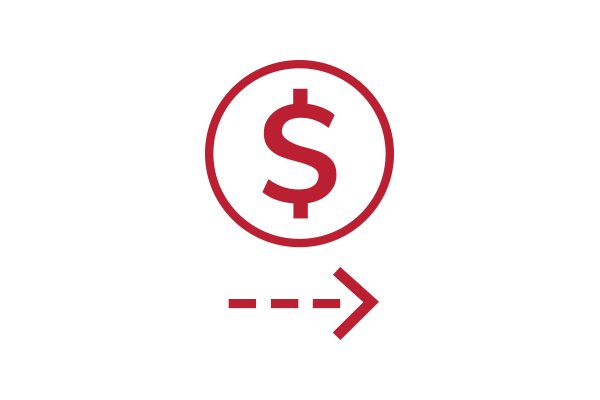 Dollar symbol with an arrow pointing to the right