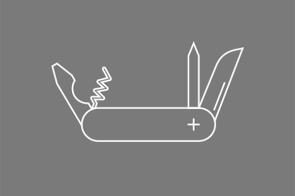 tile graphic of a pocket knife with some of the implements pulled open, a tool