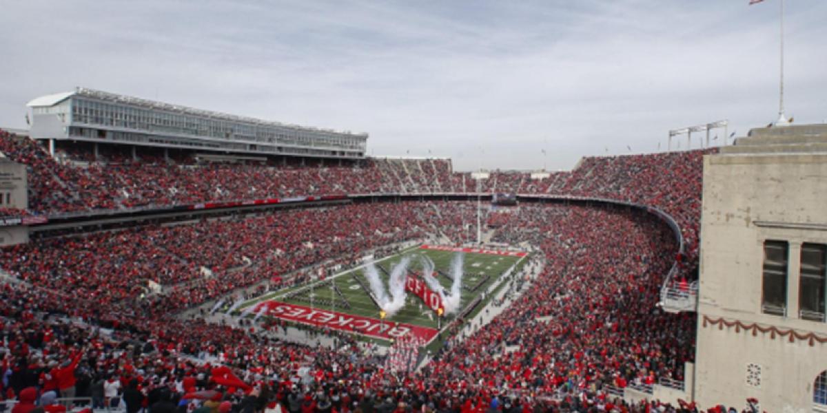 Ohio Stadium looking east with fans inside