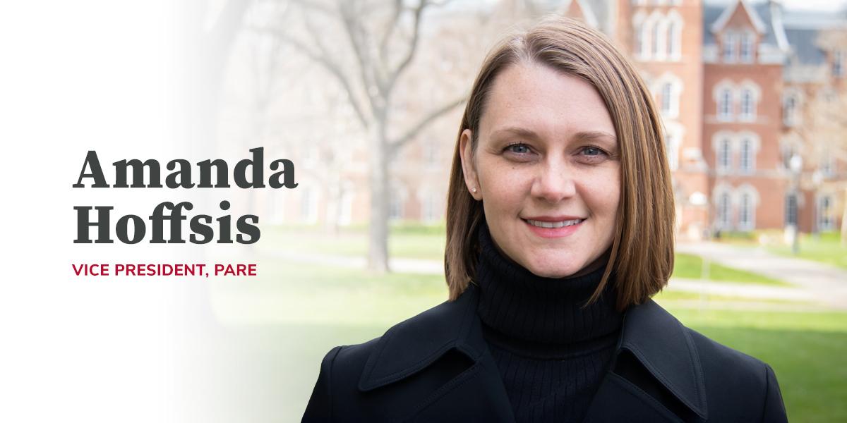 Graphic with headshot of Amanda Hoffsis and text "Amanda Hoffsis, Vice President, PARE"