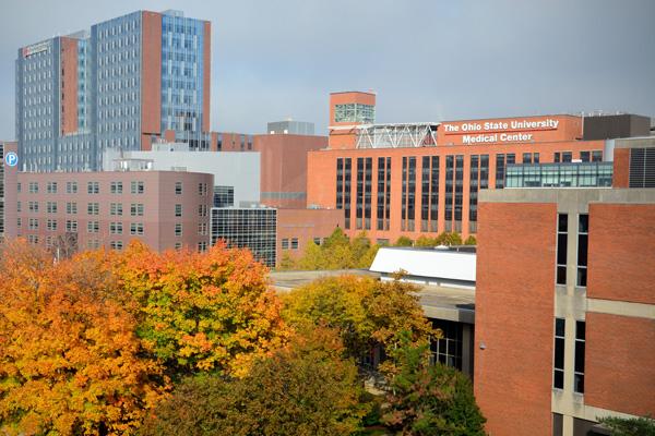 Wexner Medical Center aerial facing west