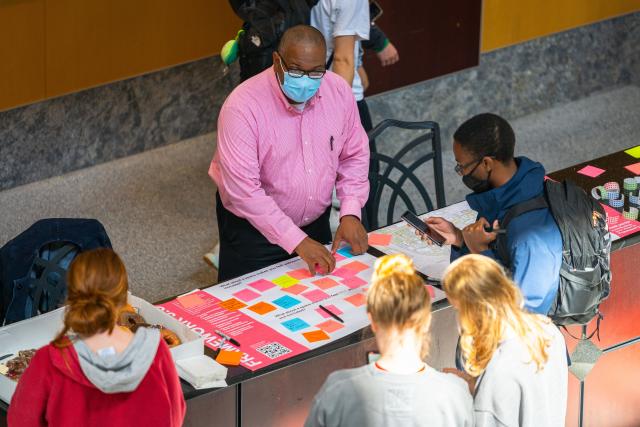Students use post-it notes to share feedback