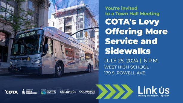 cota bus driving in through the city