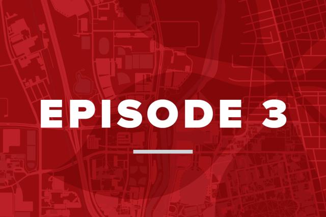 Red Image with Episode 3 in White Writing