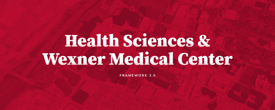 Faded image with text on top that says Health Sciences &amp; Wexner Medical Center