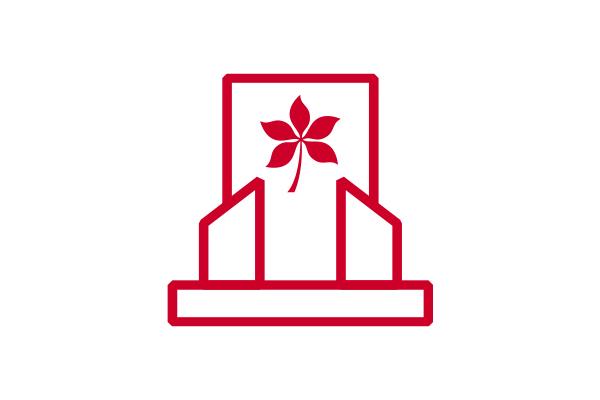 Monument icon with a buckeye leaf