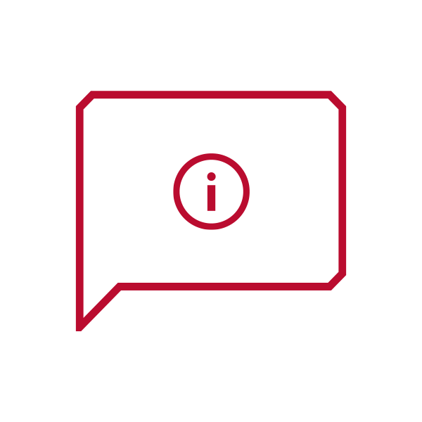 Icon of a chat bubble with in information icon