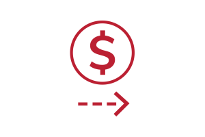 Money icon with an arrow pointing to the right